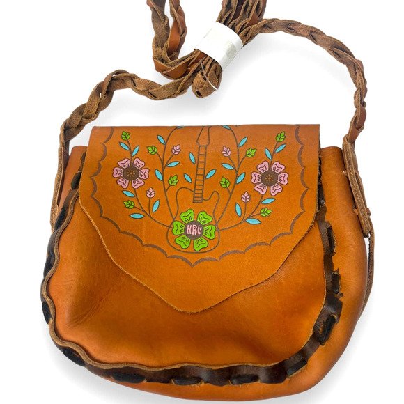 Vtg Hard Rock Cafe Tooled Leather Crossbody Bag Purse | NEW Vintage! - Picture 11 of 12